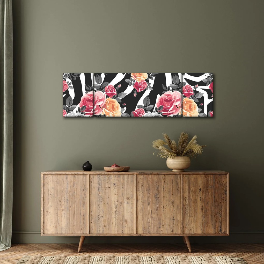 Obraz kwitnących róż (170x50 cm)
