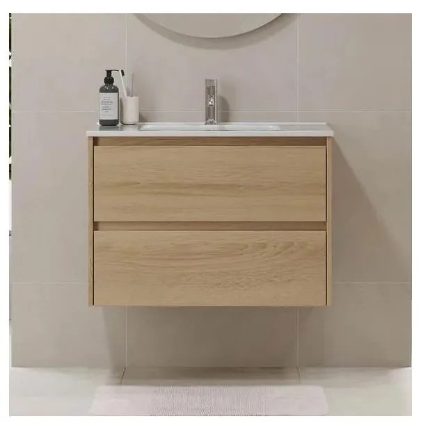 Szafka łazienkowa z umywalką MOLDE 80 cm dąb