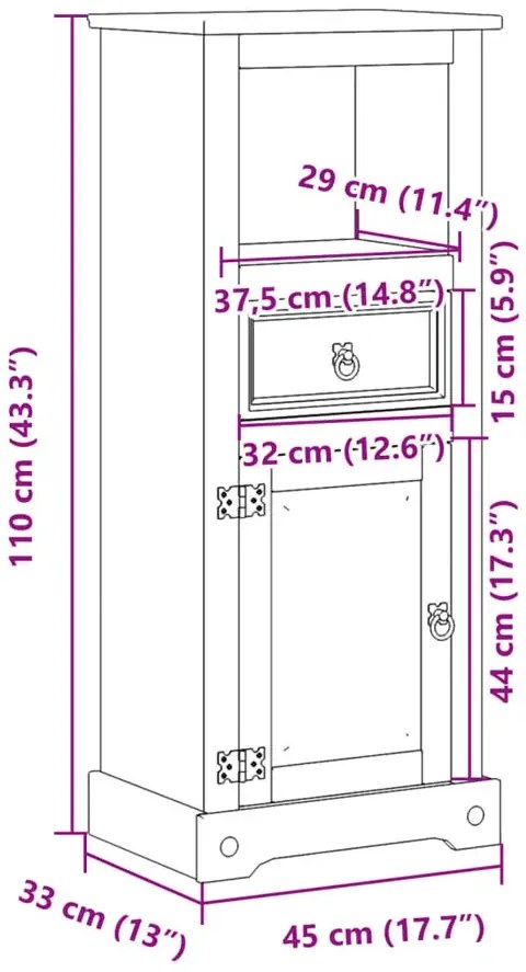 Sosnowa szafka łazienkowa typu słupek C8-L64