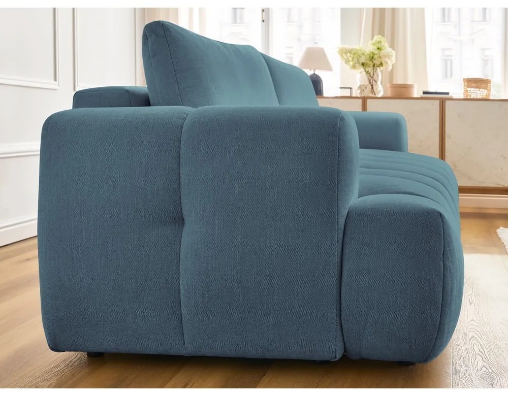 Niebieska rozkładana/ze schowkiem sofa 251 cm Fuji – Bobochic Paris
