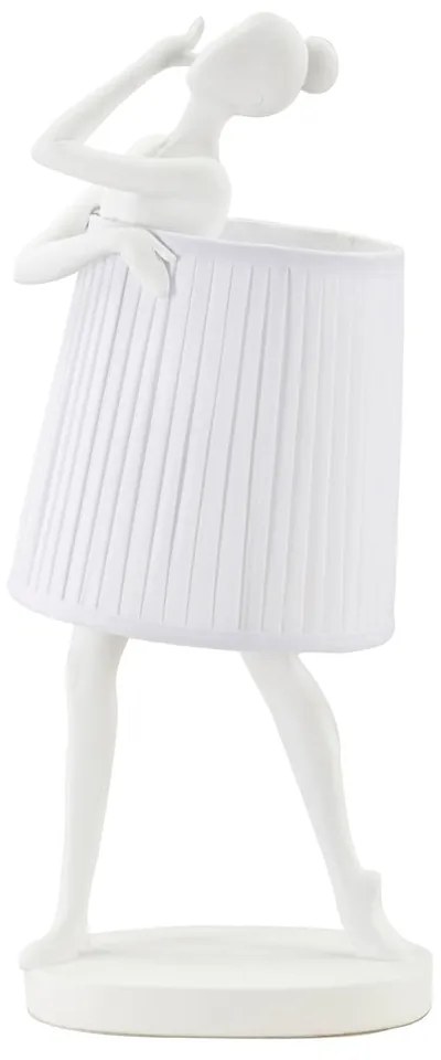 Biała lampa stołowa z tekstylnym kloszem (wysokość 62,5 cm) Ballet – Mauro Ferretti
