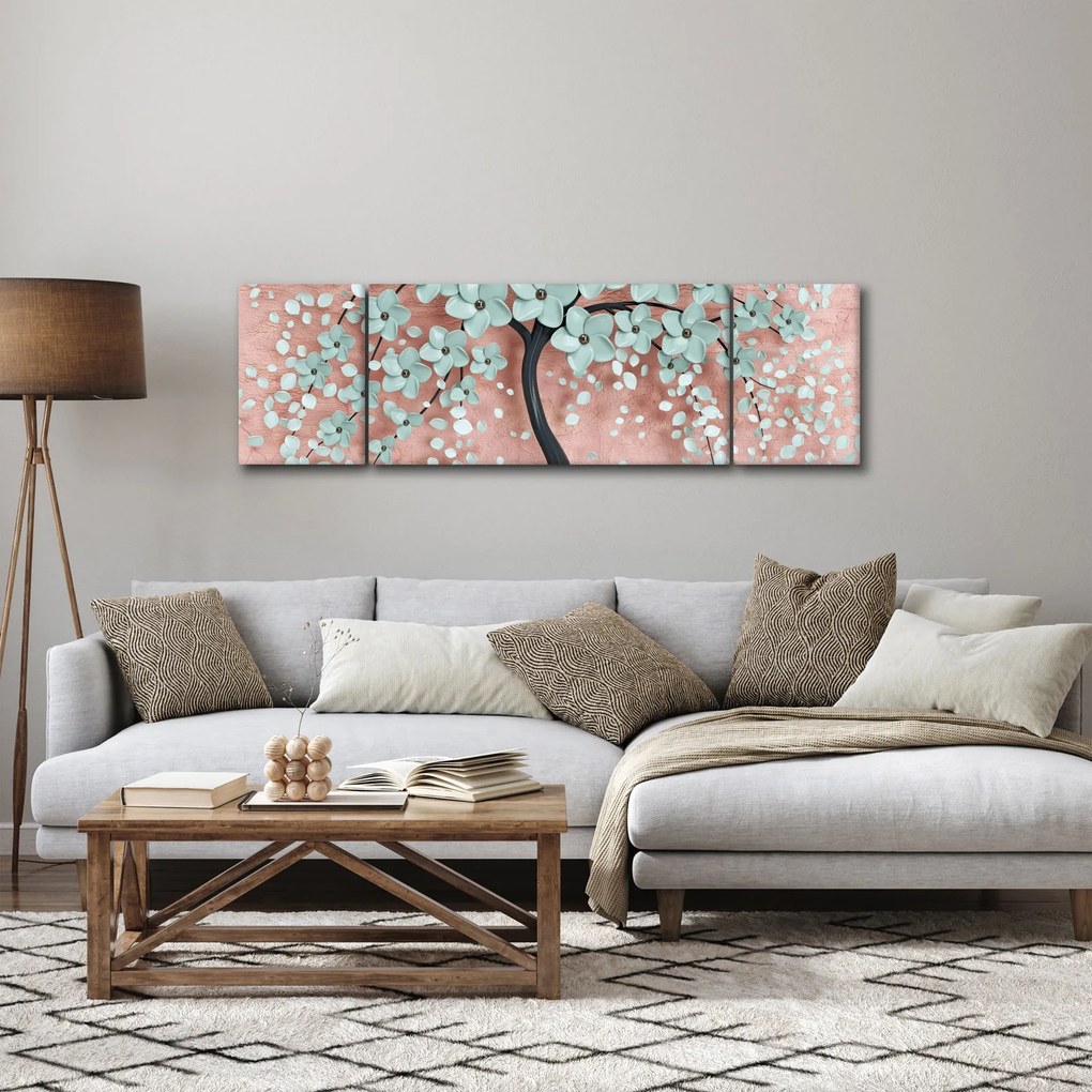 Obraz - Pastelowe niebieskie kwiaty (170x50 cm)