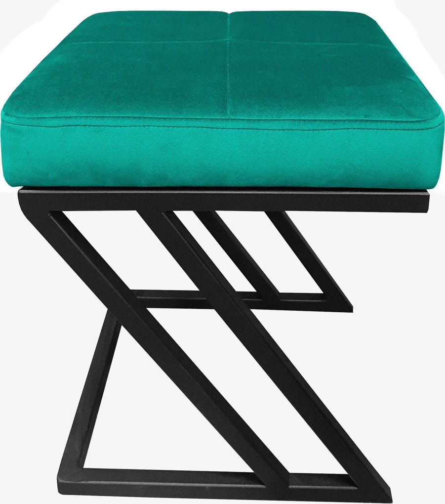Pufa ZETA tkanina Welur loft ławka podnóżek metal : Kolor Stelaża - Czarny , Kolor tkaniny - VELVET - MG20, Typ tkaniny - Velvet