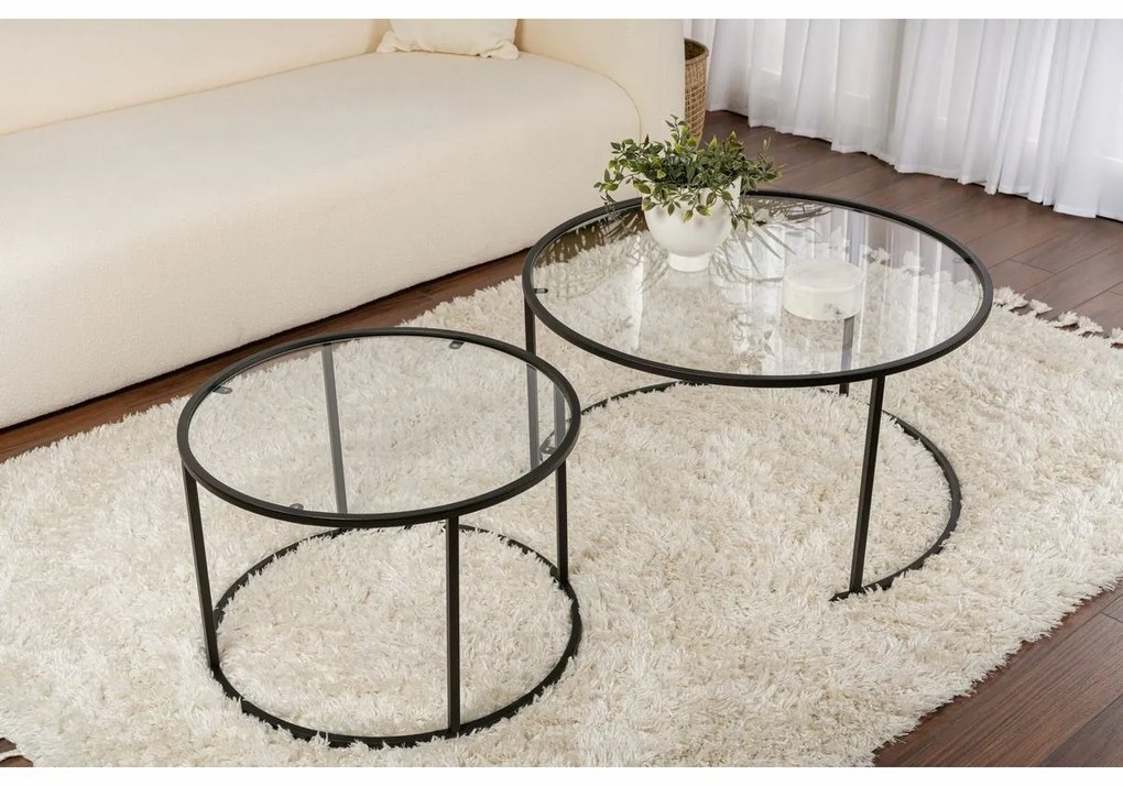 Zestaw stolików konferencyjnych Aurum Black 80 cm, 2 szt.