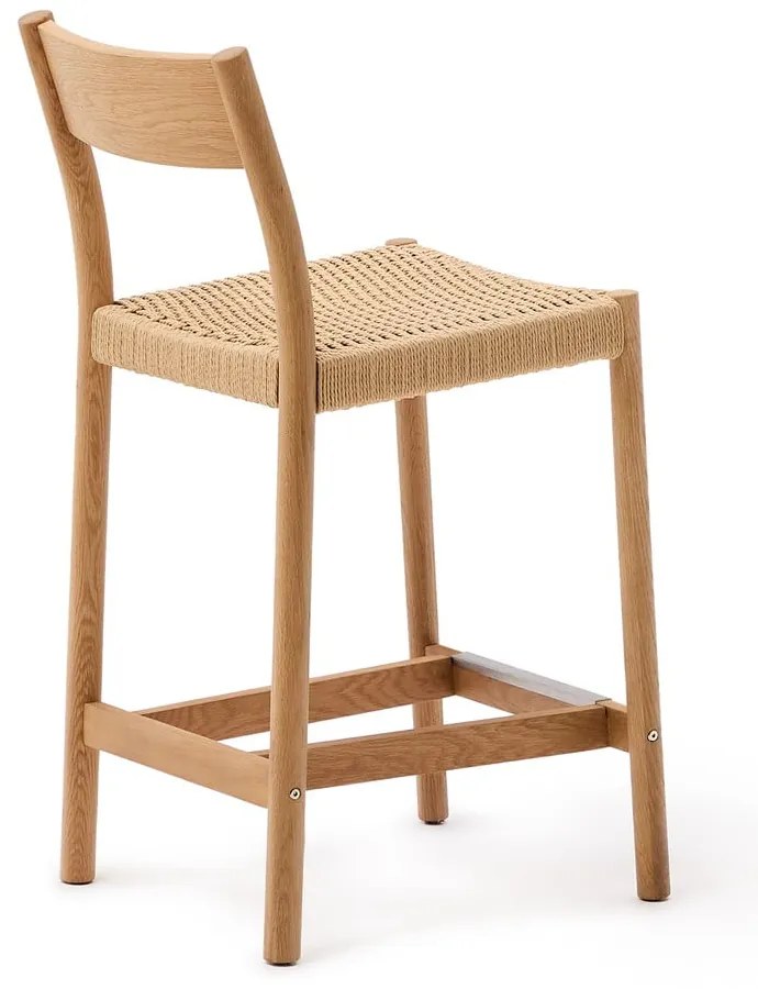 Hoker z litego drewna dębowego w naturalnym kolorze (wysokość siedziska 65 cm) Yalia – Kave Home
