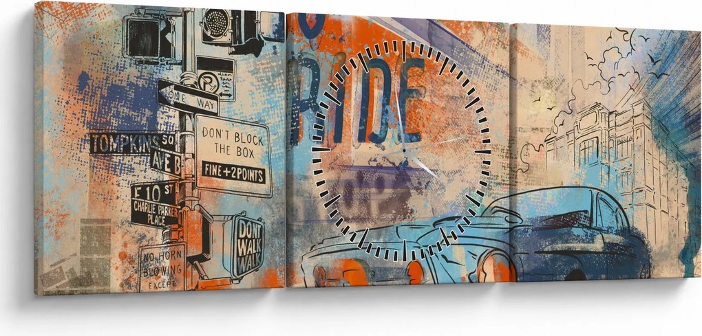 Obraz - Urodzony by jeździć (z zegarem) (90x30 cm)