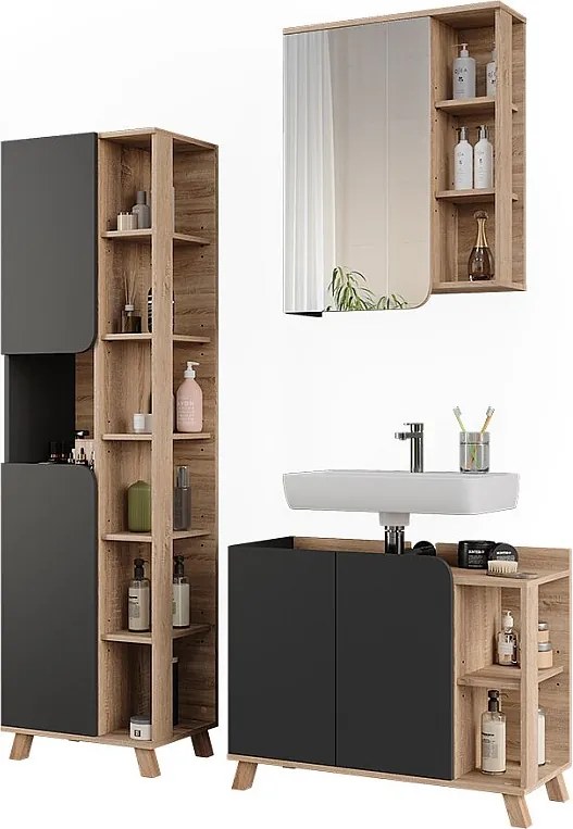 Zestaw mebli łazienkowych sonoma/antracyt 80x35x65 karen