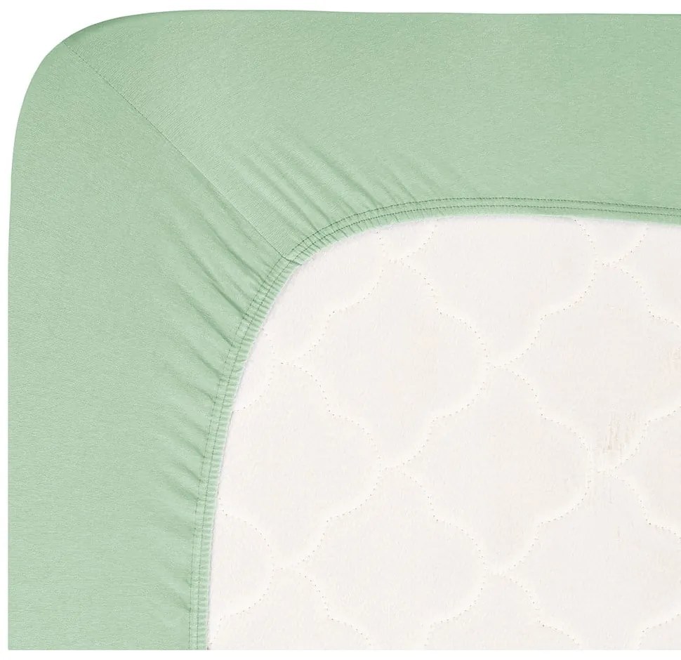 Zielone dżersejowe prześcieradło z gumką 140x200 cm Boxspring – Andrea Simone