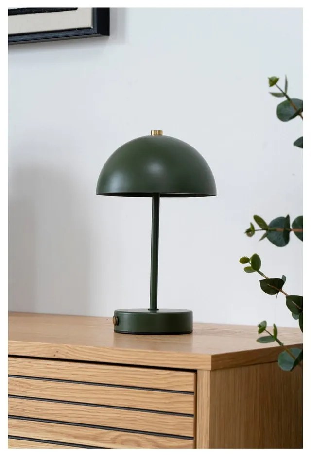 Ciemnozielona lampa stołowa LED z metalowym kloszem (wysokość 25 cm) Holt – House Nordic