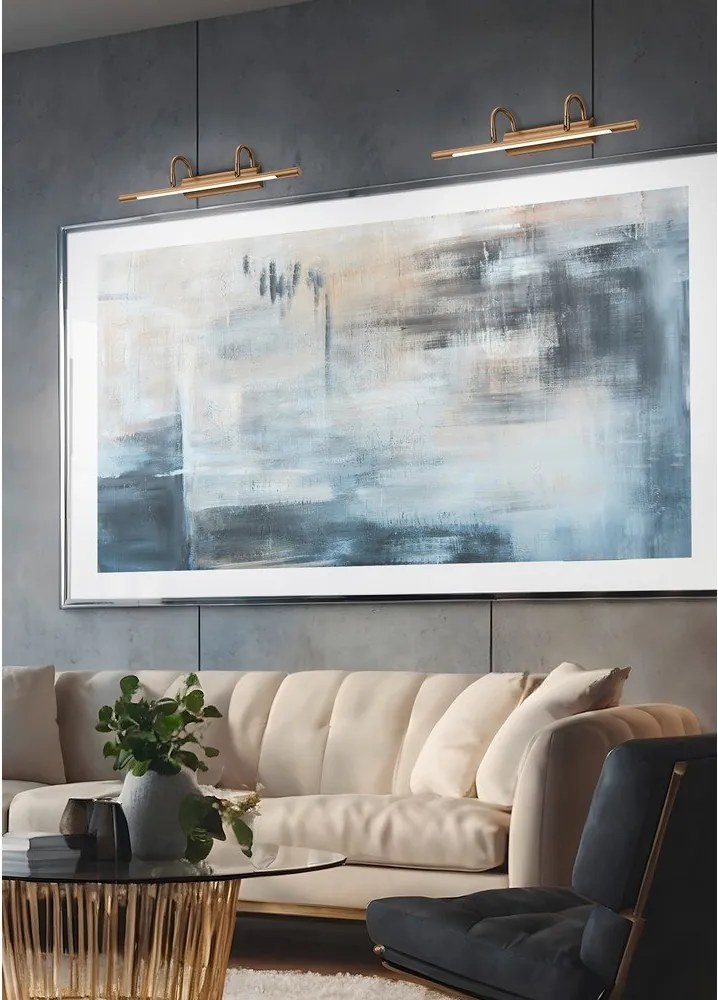 Kinkiet LED w kolorze mosiądzu Cuadro – Trio