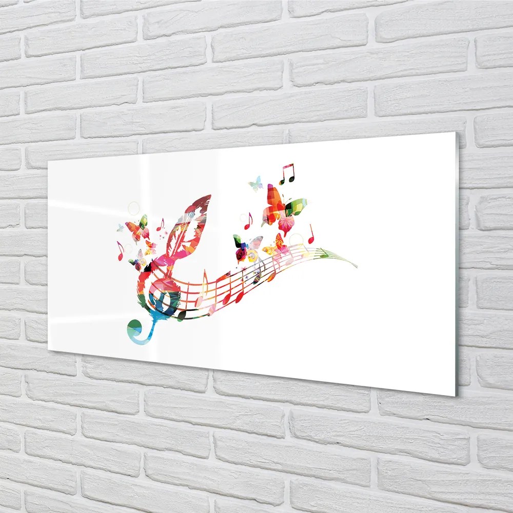 Szklany Panel Kolorowe Nuty i Motyle