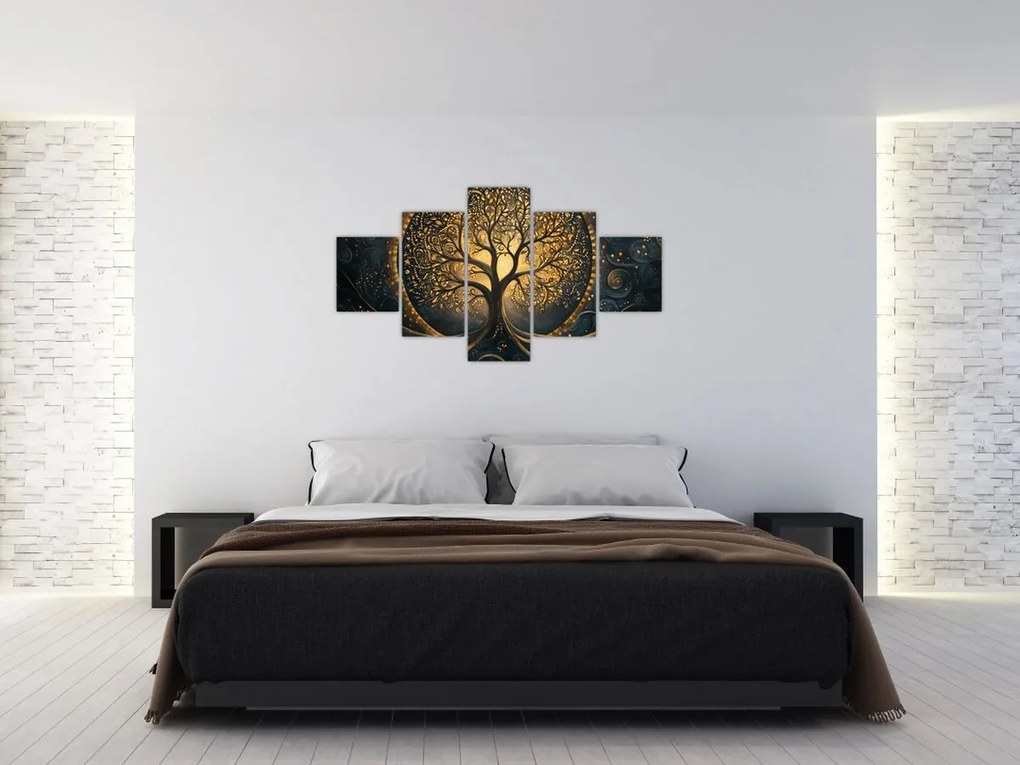 Obraz – Drzewo ze złotą aurą (125x70 cm)