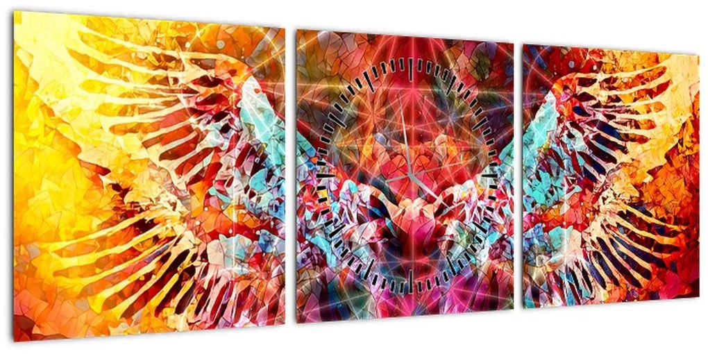 Obraz - Merkaba ze skrzydłami, abstrakcja (z zegarem) (90x30 cm)