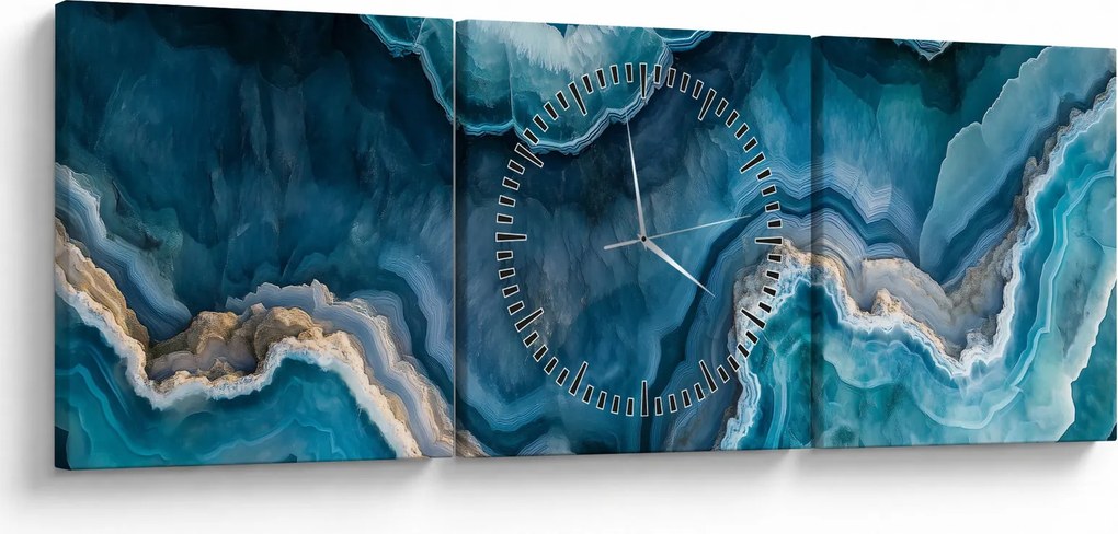 Obraz - Detal akwamarynu (z zegarem) (90x30 cm)