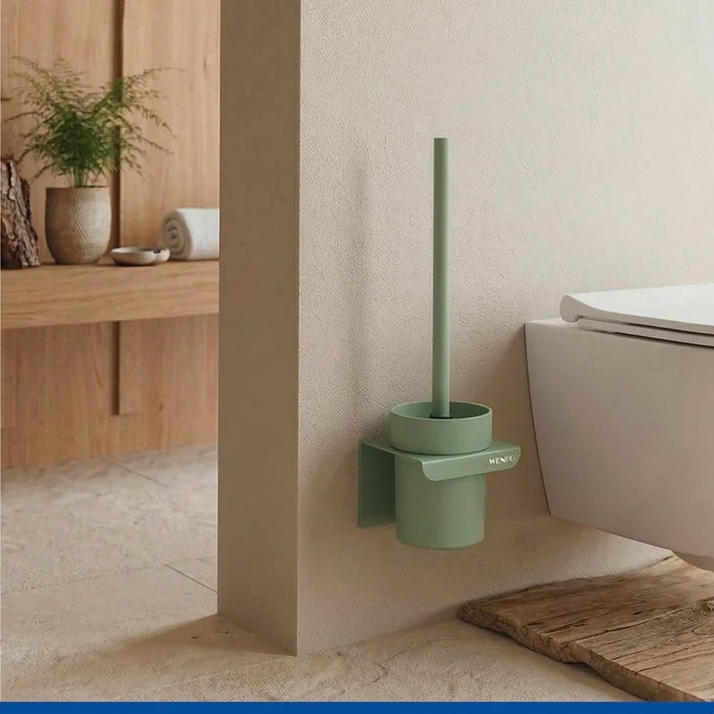 Zielona plastikowa szczotka do WC z mocowaniem Turbo-loc bez wiercenia Lizan – Wenko