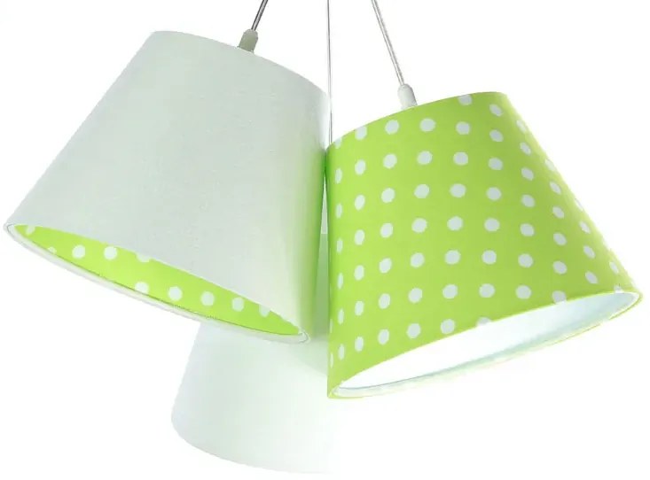 Biało-zielona lampa wisząca w groszki dla dzieci R8-T15