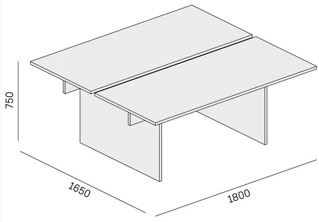 Biurko DOUBLE SOLID, 180x165 cm, dąb naturalny