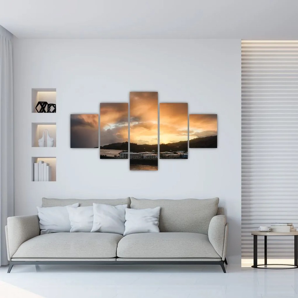 Obraz - plaża z pochmurnym niebem (125x70 cm)