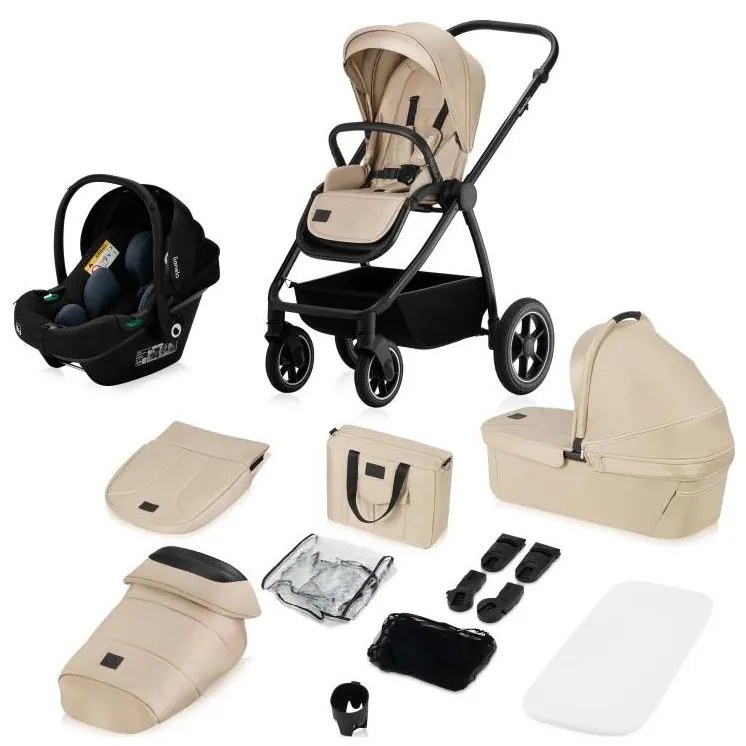 Lionelo - Wózek wielofunkcyjny 3w1 MERIL Beige Sand