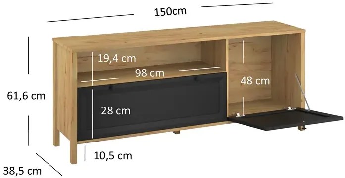 Nowoczesna szafka RTV na nóżkach D9-F59