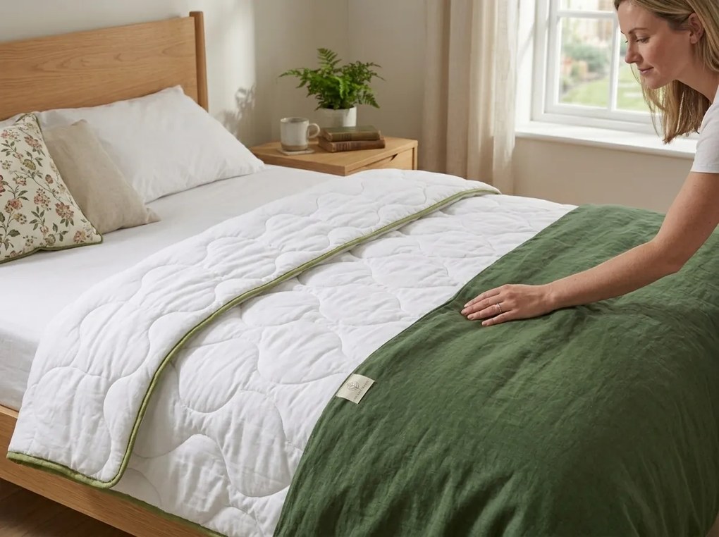 Całoroczna kołdra pikowana STELLA ALOE VERA 140x200 cm, biała