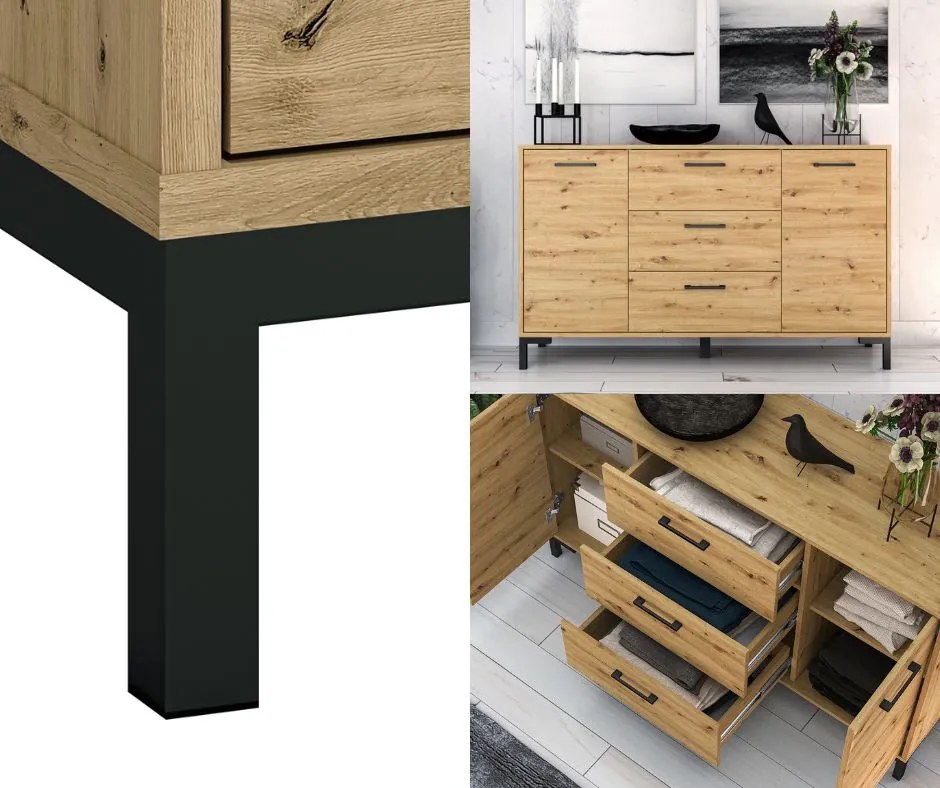 Komoda z szufladami i półkami Nevio 12, dąb artisan