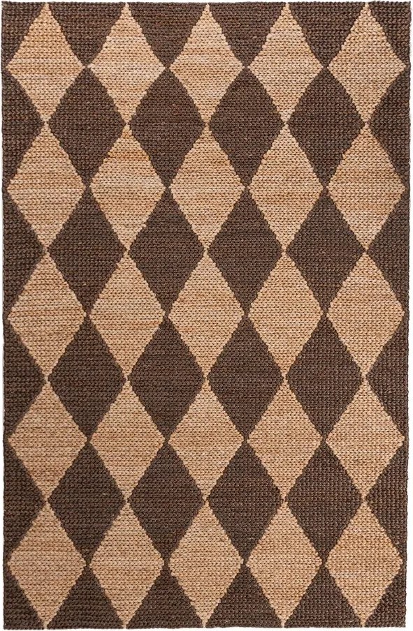 Brązowo-naturalny dywan z mieszanki juty tkany ręcznie 120x170 cm Effie Diamond – Flair Rugs