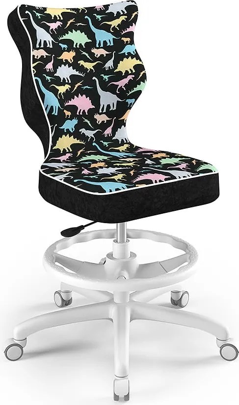 Ergonomiczne krzesło do biurka Petit White rozmiar 6 (159-188 cm) z podnóżkiem i wzorami