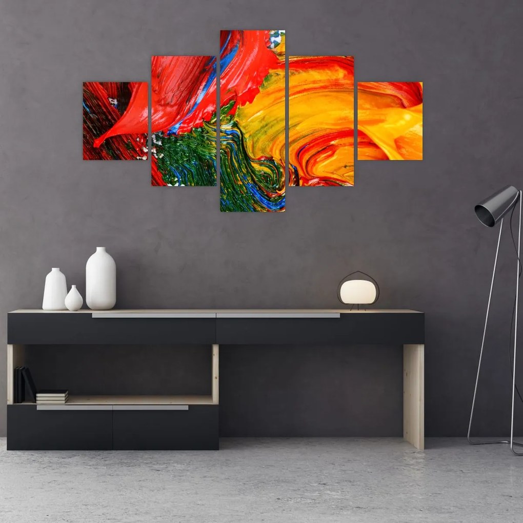 Obraz - Niebieska abstrakcja za pomocą pędzla (125x70 cm)