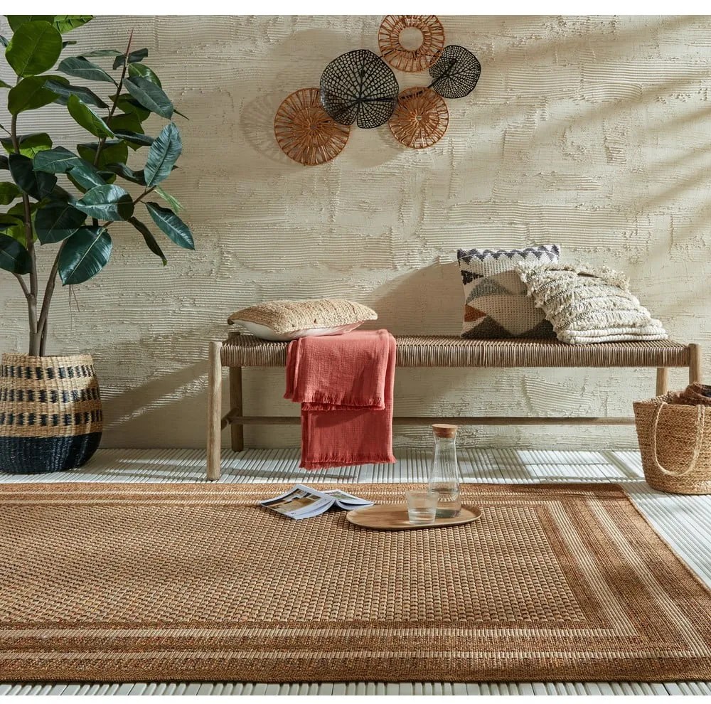 Dywan odpowiedni na zewnątrz w naturalnym kolorze 160x230 cm Layla Border – Flair Rugs