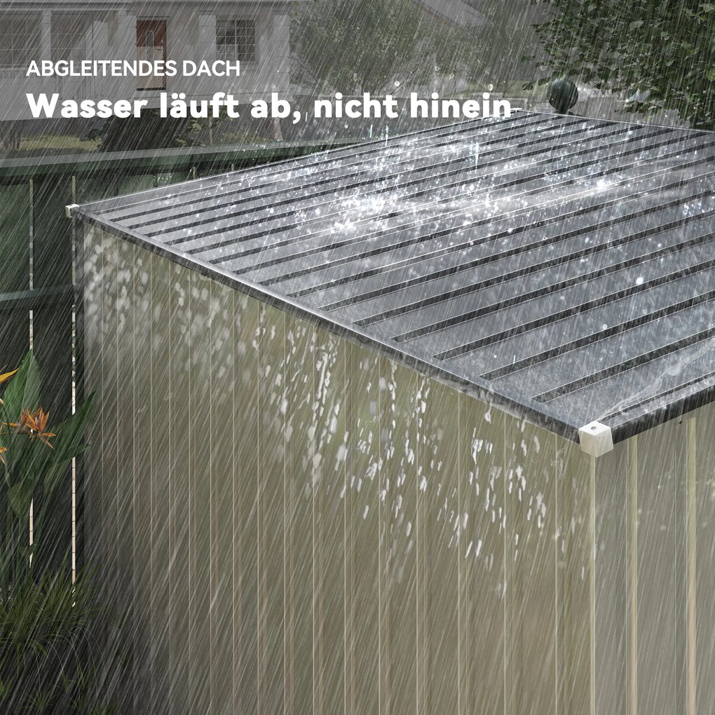 Outsunny Metalowy Domek na Narzędzia 2,81m² 154x206,5x181 cm z Dachem i Fundamentem