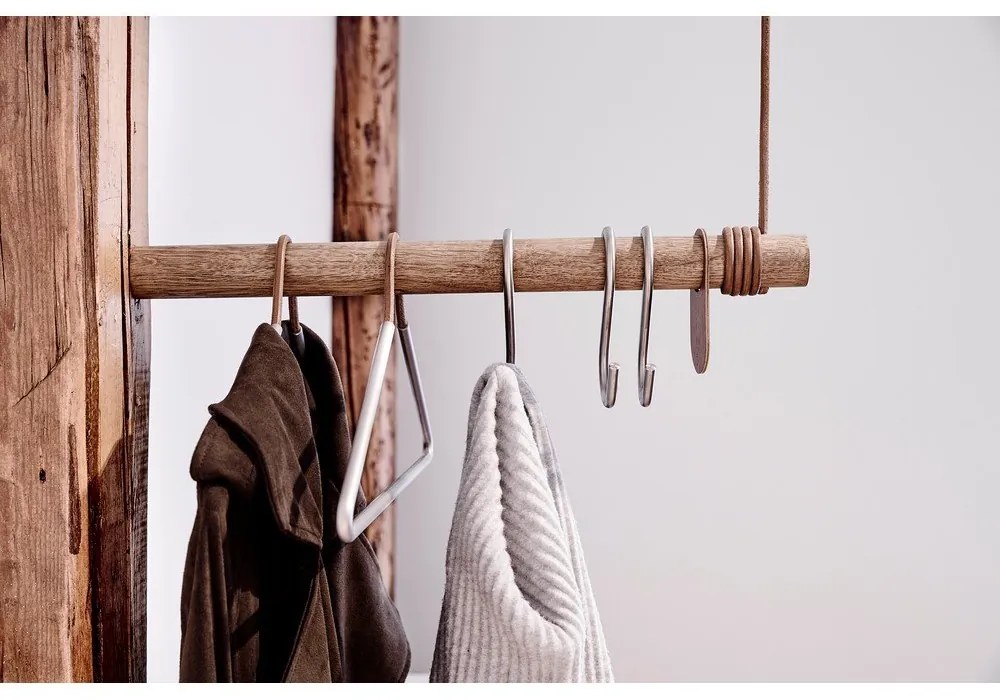 Wieszak ścienny z litego drewna dębowego w naturalnym kolorze 50 cm Swing – LIND DNA