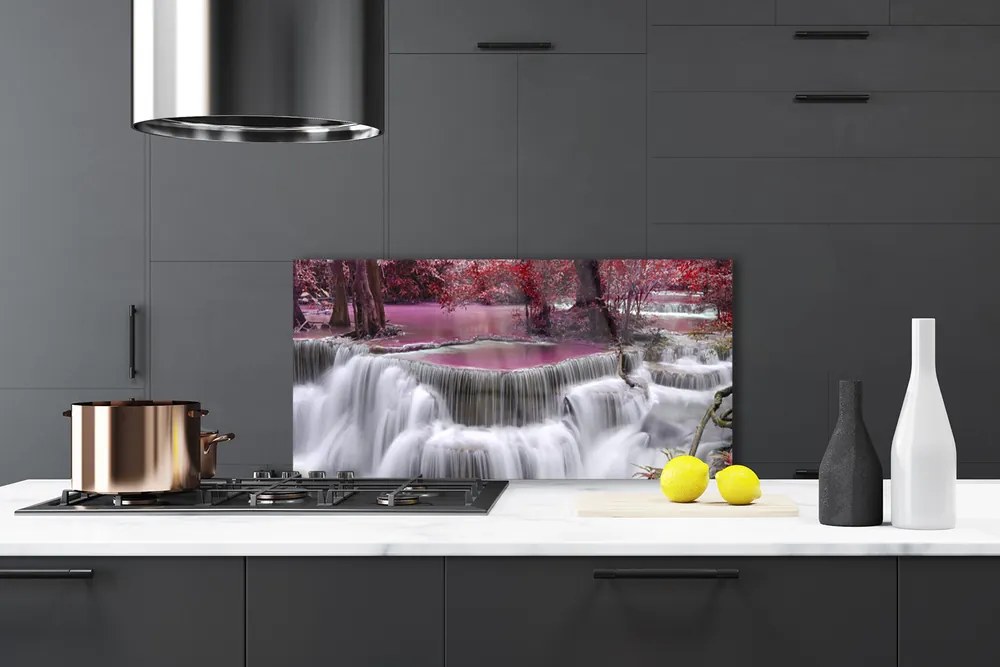 Szkło Ozdobne do Kuchni Wodospad W Ukrytym Lesie