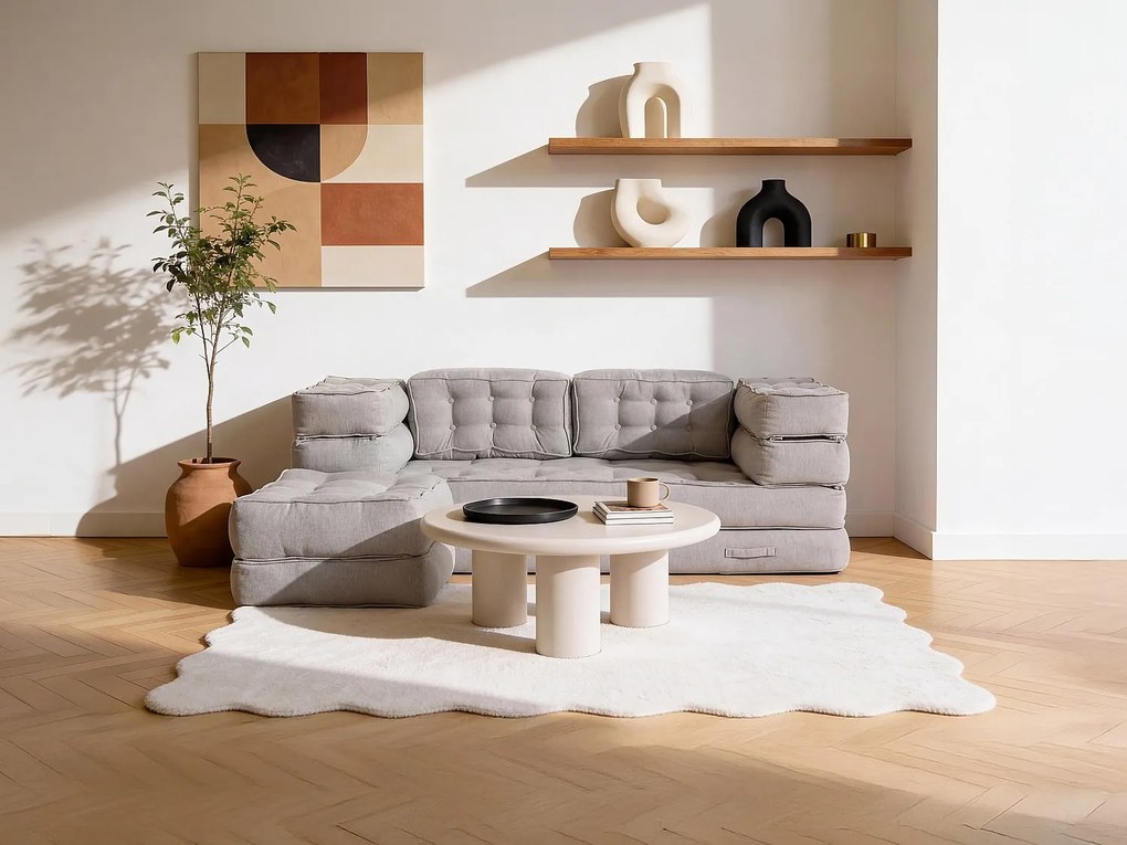 Kanapa rozkładana, modułowa  z szarej tkaniny DILAKO