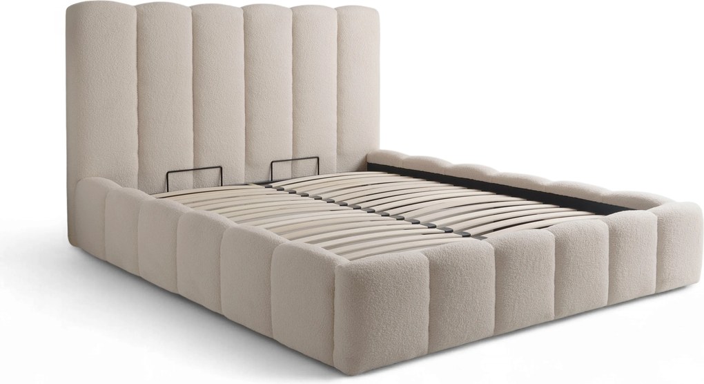 Łóżko tapicerowane Aura 160x200 z pojemnikiem - beżowa bukla Quelle 03