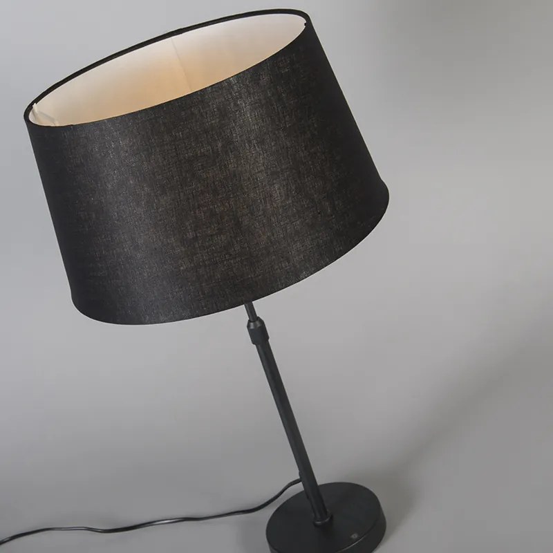 Lampa stołowa czarna z kloszem czarnym 35 cm regulowana - Parte Nowoczesny Oswietlenie wewnetrzne