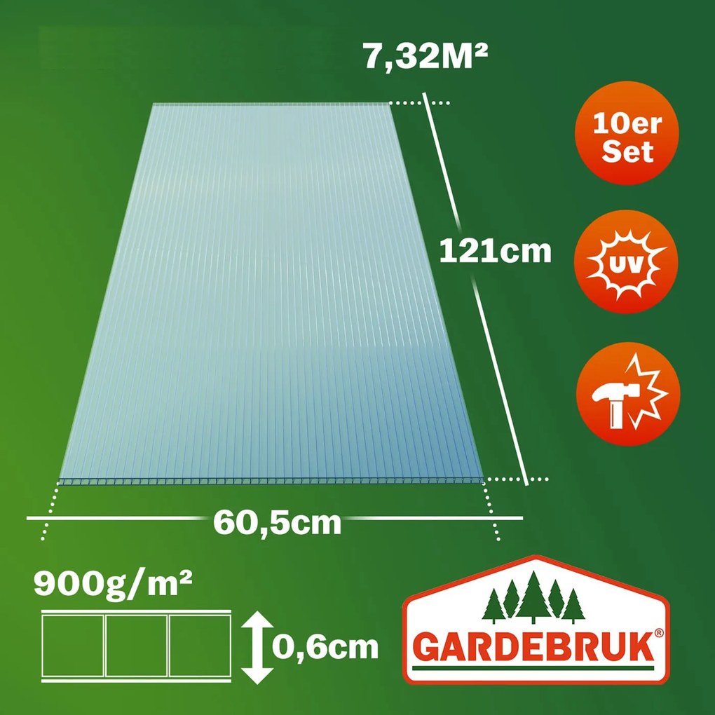 Poliwęglan komorowy MARK 6mm, 60,5x121x0,6cm, 10 szt., przezroczysta Jurhan