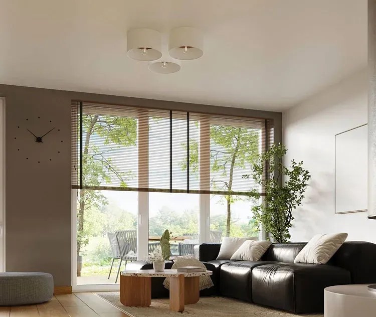 Okrągły skandynawski plafon biały + ciemny brąz S3-D43