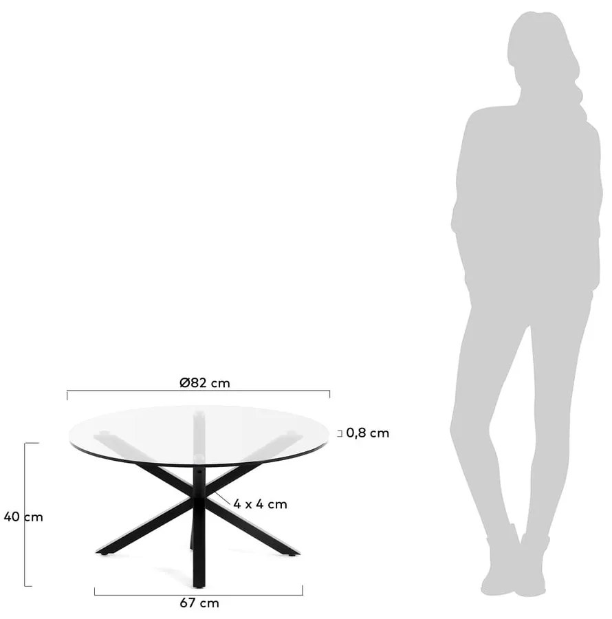 Czarny okrągły stolik ze szklanym blatem ø 82 cm Argo – Kave Home