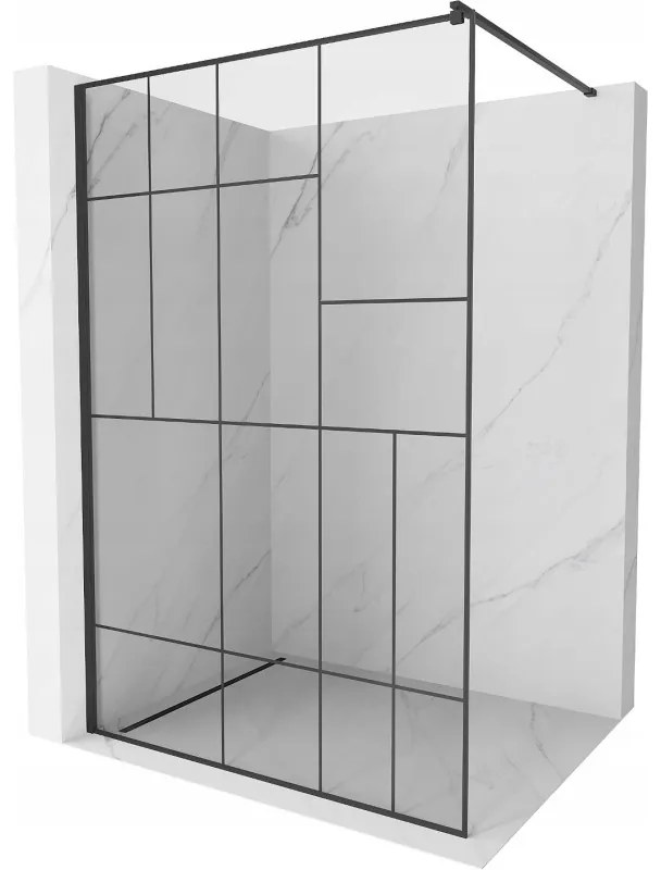 Mexen Kioto ścianka prysznicowa Walk-in 140 x 200 cm, czarny wzór 8 mm, czarna - 800-140-101-70-78