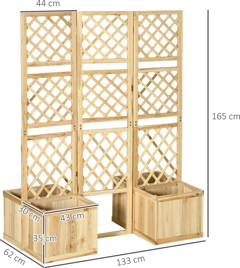 Outsunny Podwyższone Łóżko Ogrodowe z Składaną Kratą Doniczka z Ekranem Prywatności 133x165cm | Aosom PL