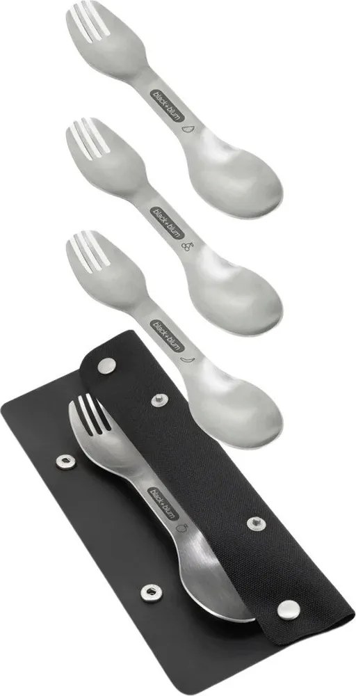 Widelce ze stali nierdzewnej w kolorze srebra zestaw 4 szt. Spork – Black + Blum