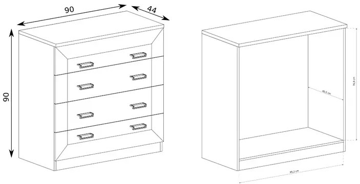 Komoda z szufladami dąb lefkas - Tilda 2X