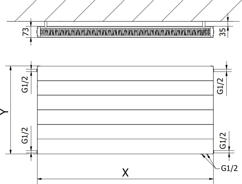 Mexen Line CVL21 grzejnik płytowy 600 x 1000 mm, podłączenie dolne, 1210 W, biały - W621L-060-100-00