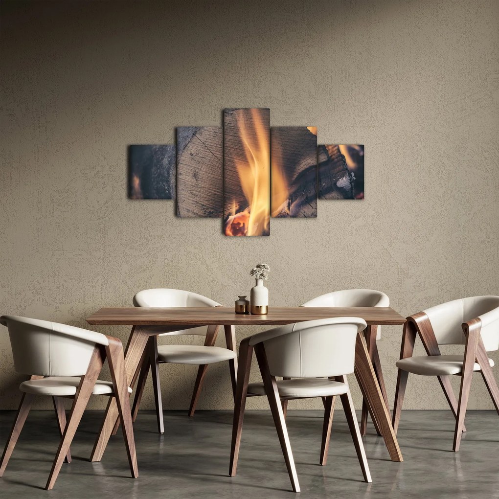 Obraz płonącego drewna (125x70 cm)