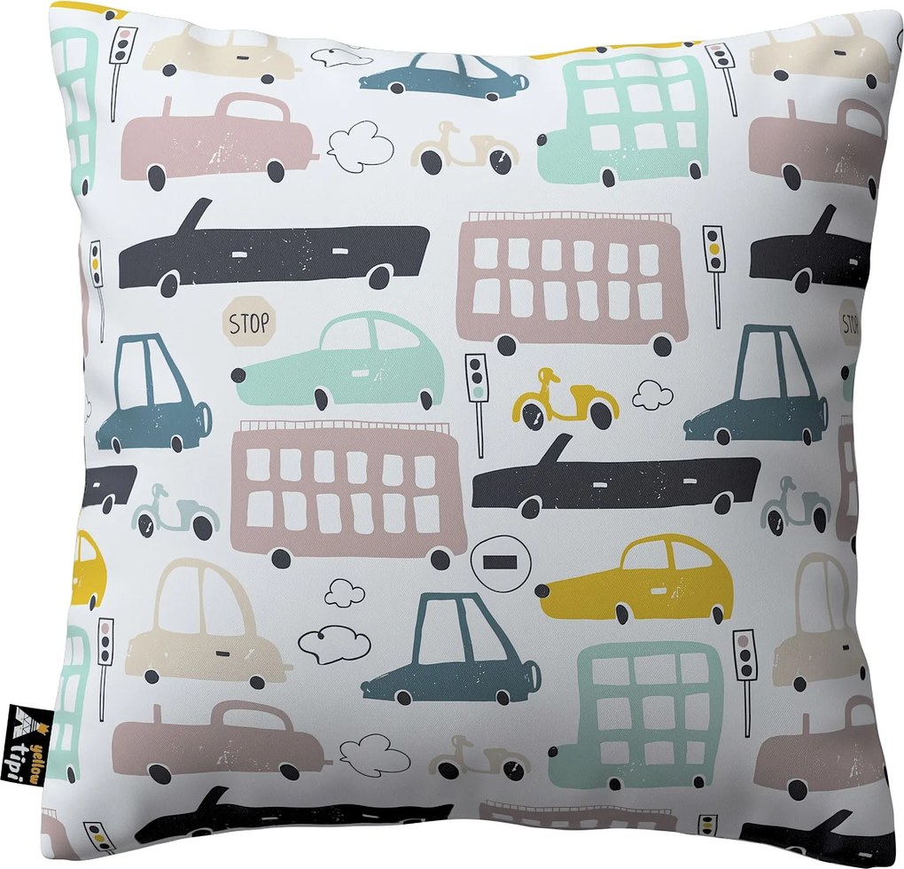Poszewka Kinga na poduszkę kolor beżowy tkanina wzorzysta