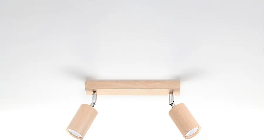 Plafony skandynawski Vorix, drewno - 2 źródło światła 4000K - L.30 x H.20 cm - naturalne drewno