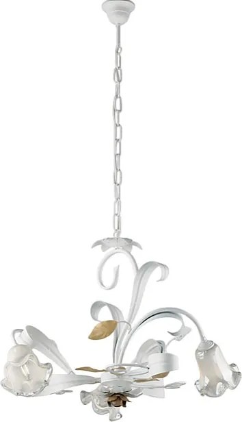 Kosz na żyrandol z żelaza lakierowanego na biało w stylu shabby shabby 3 lampy 104 Ø59 BL274-3-BCO