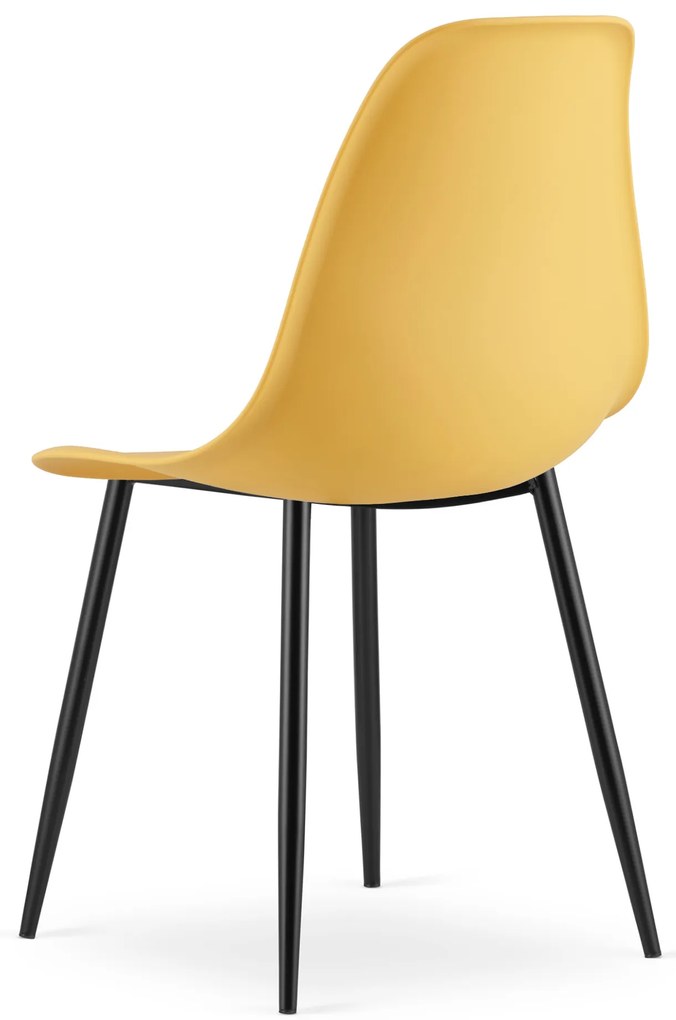 Zestaw 4 musztardowych krzeseł OSAKA z czarnymi nogami