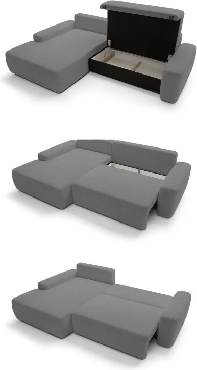 Narożnik BOULI Lewostronny z Elektryczną Regulacją wolnostojący tkanina Raven 10 Szary DOMO HOME